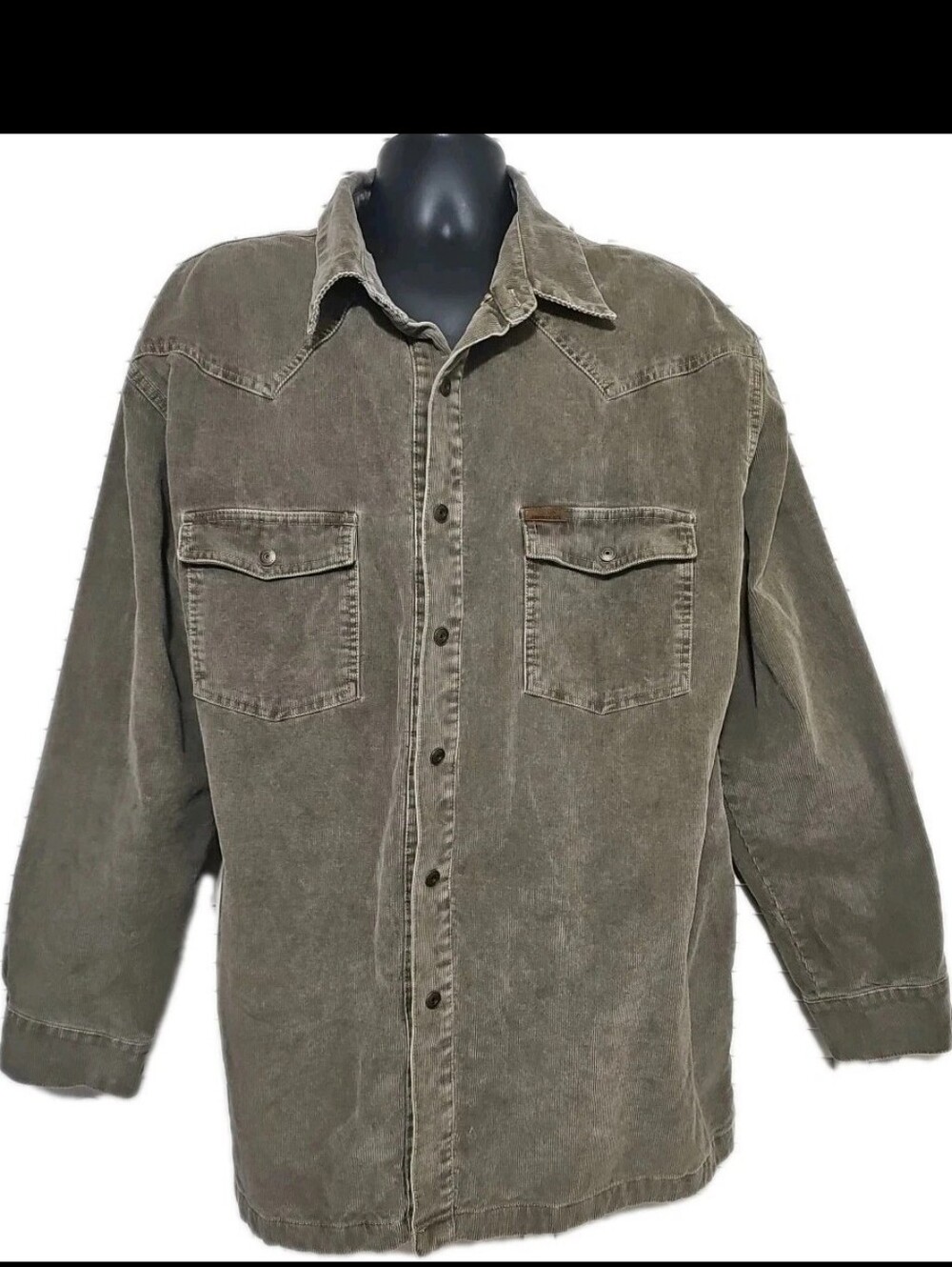 Vintage Chaps Ralph Lauren Corduroy Shirt Jacket Olive Green Plaid Lined Men’s L